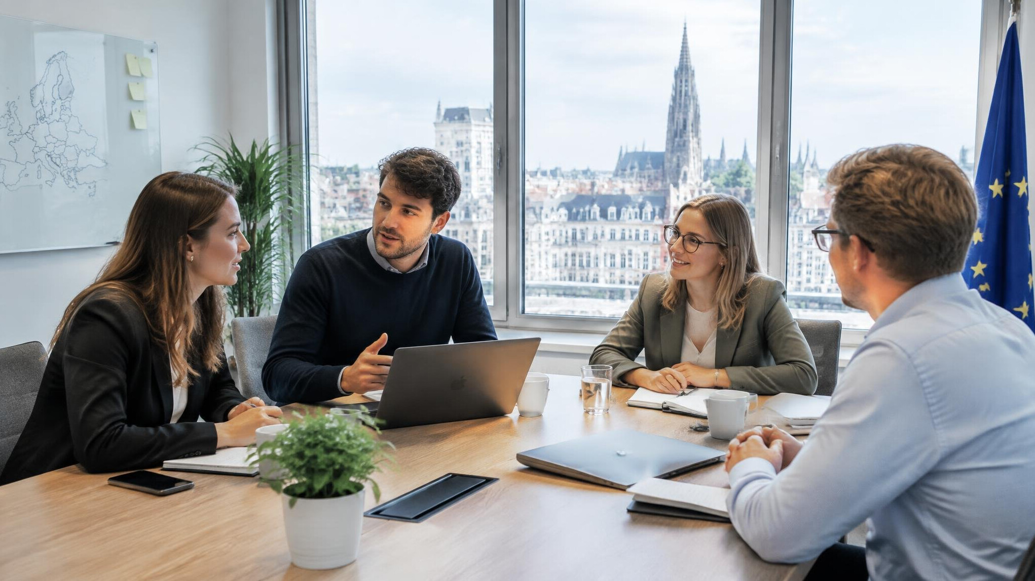 Modern media consultancy office with meeting room in Belgium